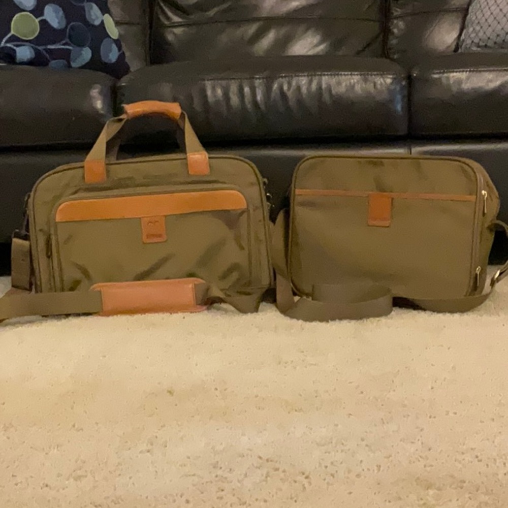 Olive Green Hartmann Leather-Trimmed Men's Bag Set